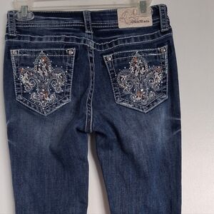 Grace Dark Blue Boot Cut Jeans with Embroidery